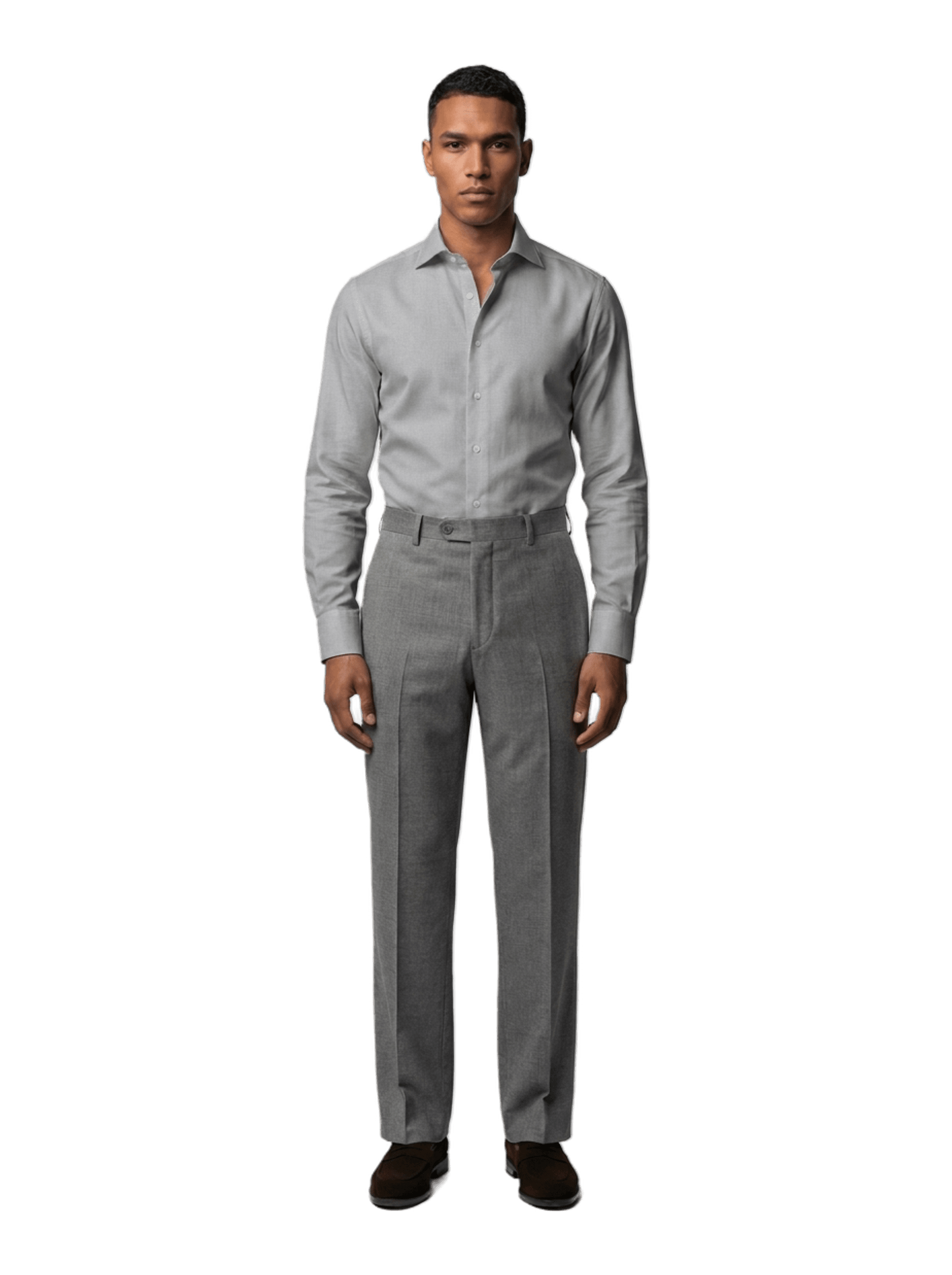 Custom Shirt - White Herringbone