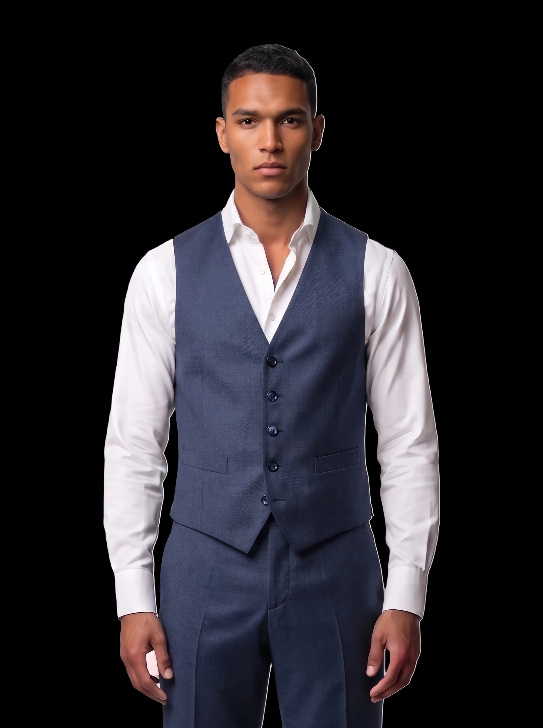 The Custom Vest - Navy Sharkskin
