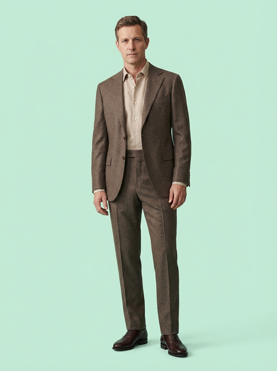 Hand-finished pick stitching and horn buttons on pure Italian wool.
